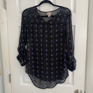 Mossimo sheer Aztec print blouse